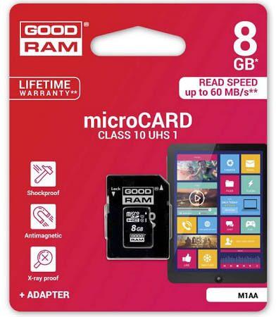 Karta pamięci Goodram micro SDHC 8GB + adapter