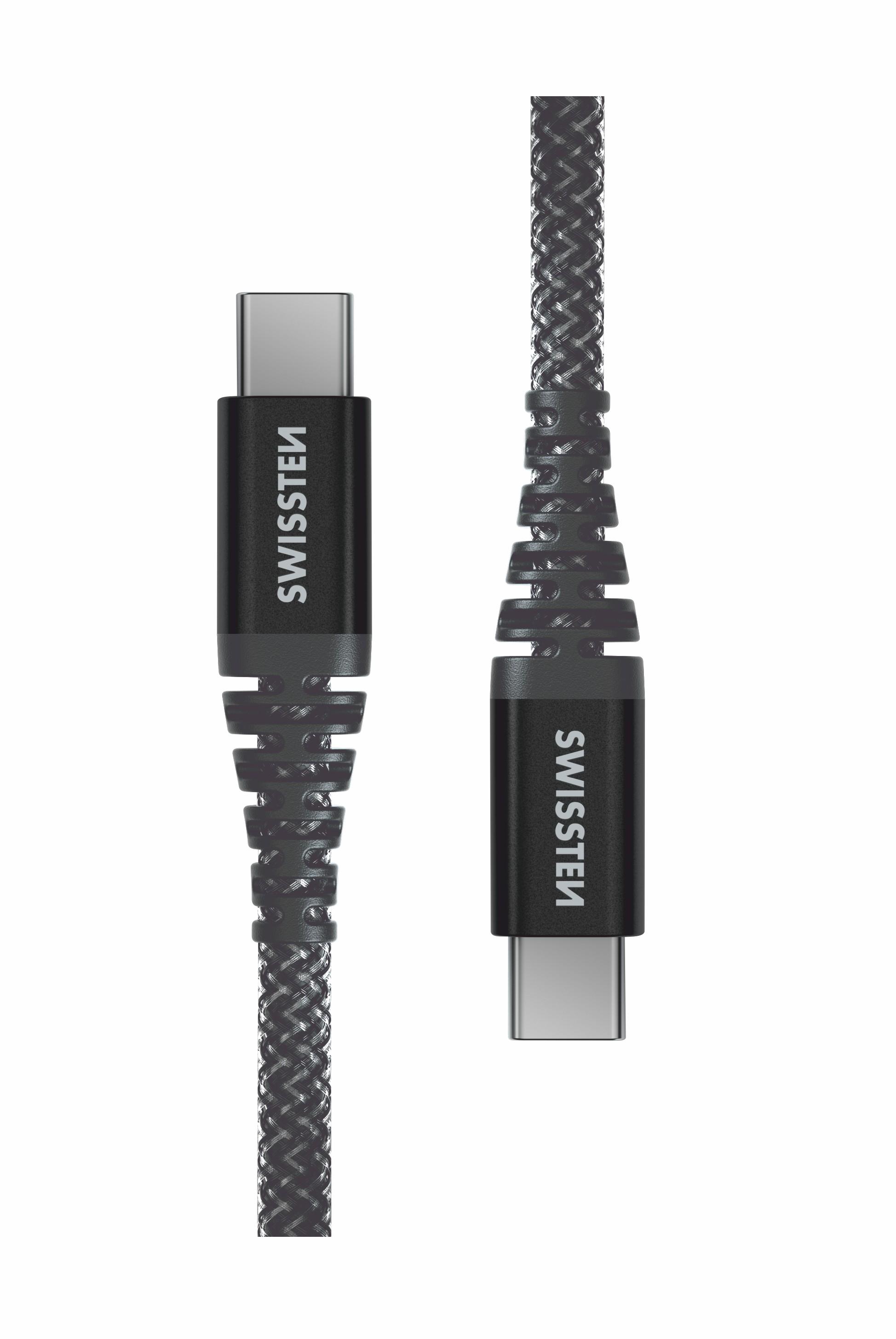 SWISSTEN KABEL / PRZEWÓD KEVLAR USB-C / USB-C 1.5 M ANTRACYT