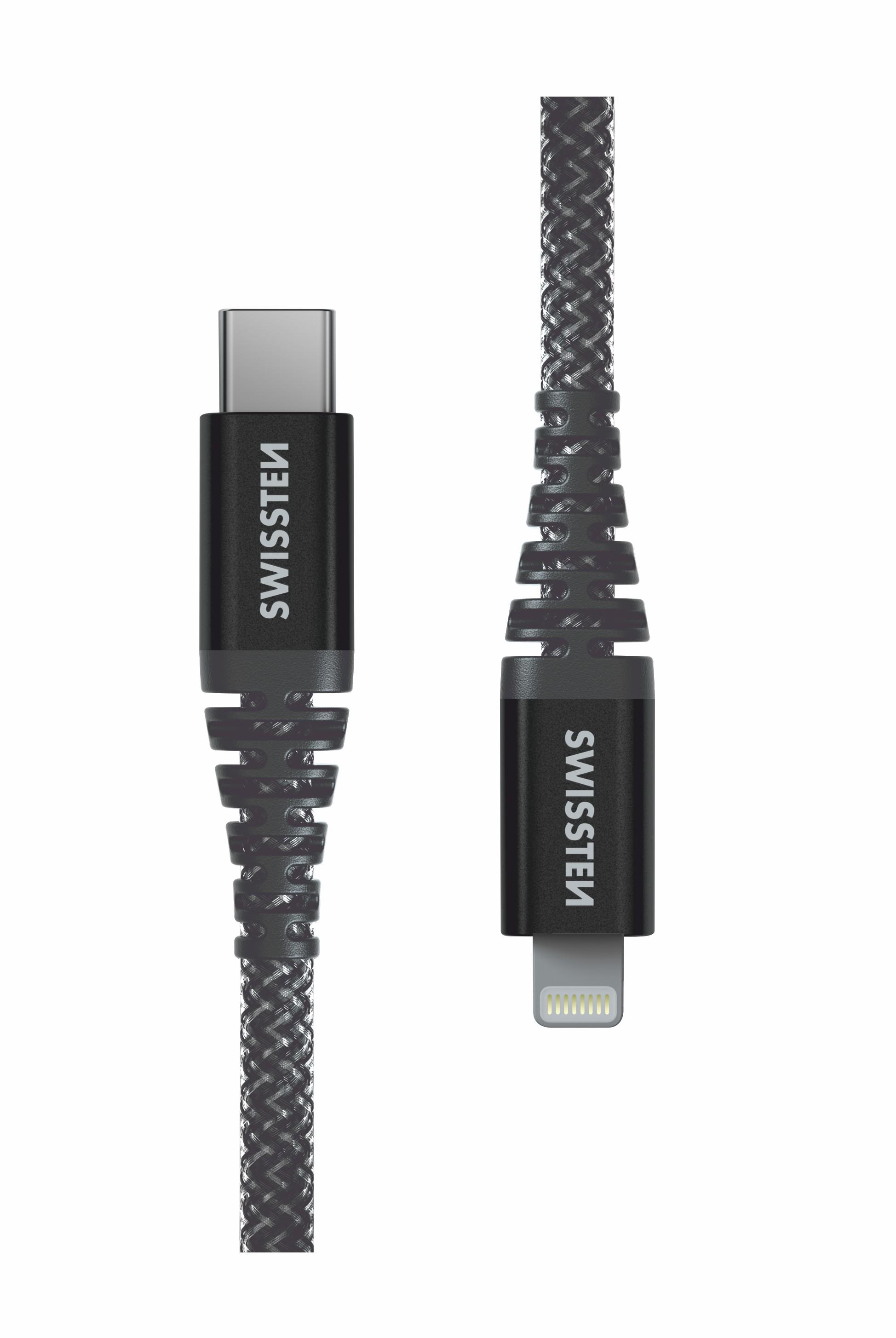DATA CABLE SWISSTEN KEVLAR USB-C / LIGHTNING 1.5 M ANTRACIT