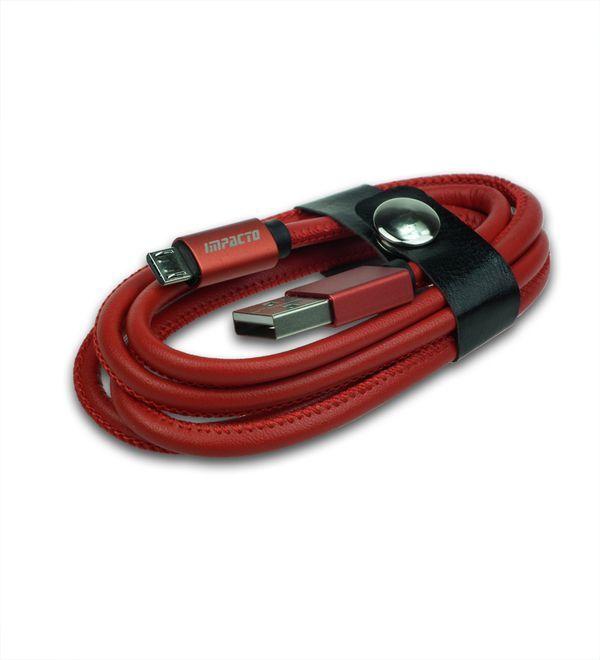 Kabel micro USB czerwony skórzany1m