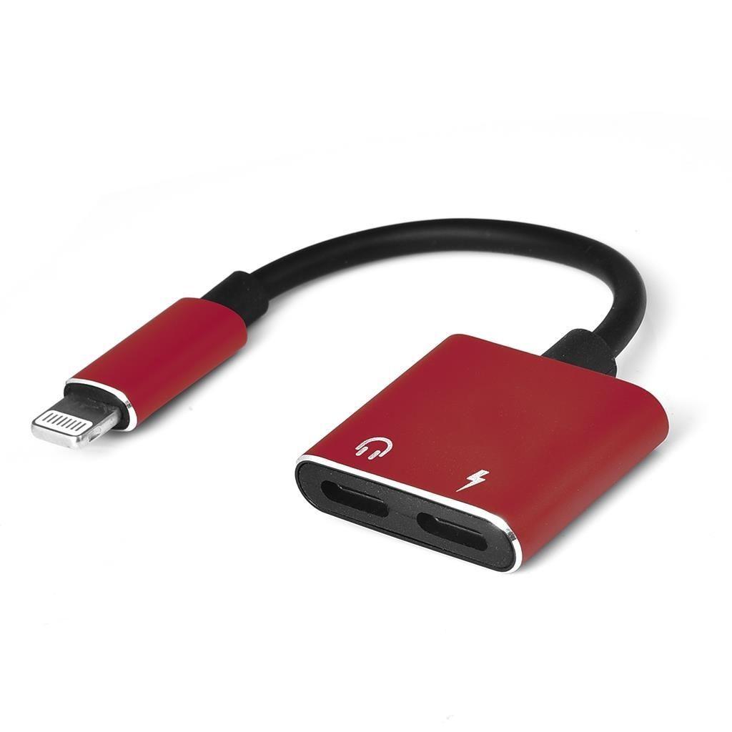 iPhone Dual Lightning Audio & Charge Adapter - Red