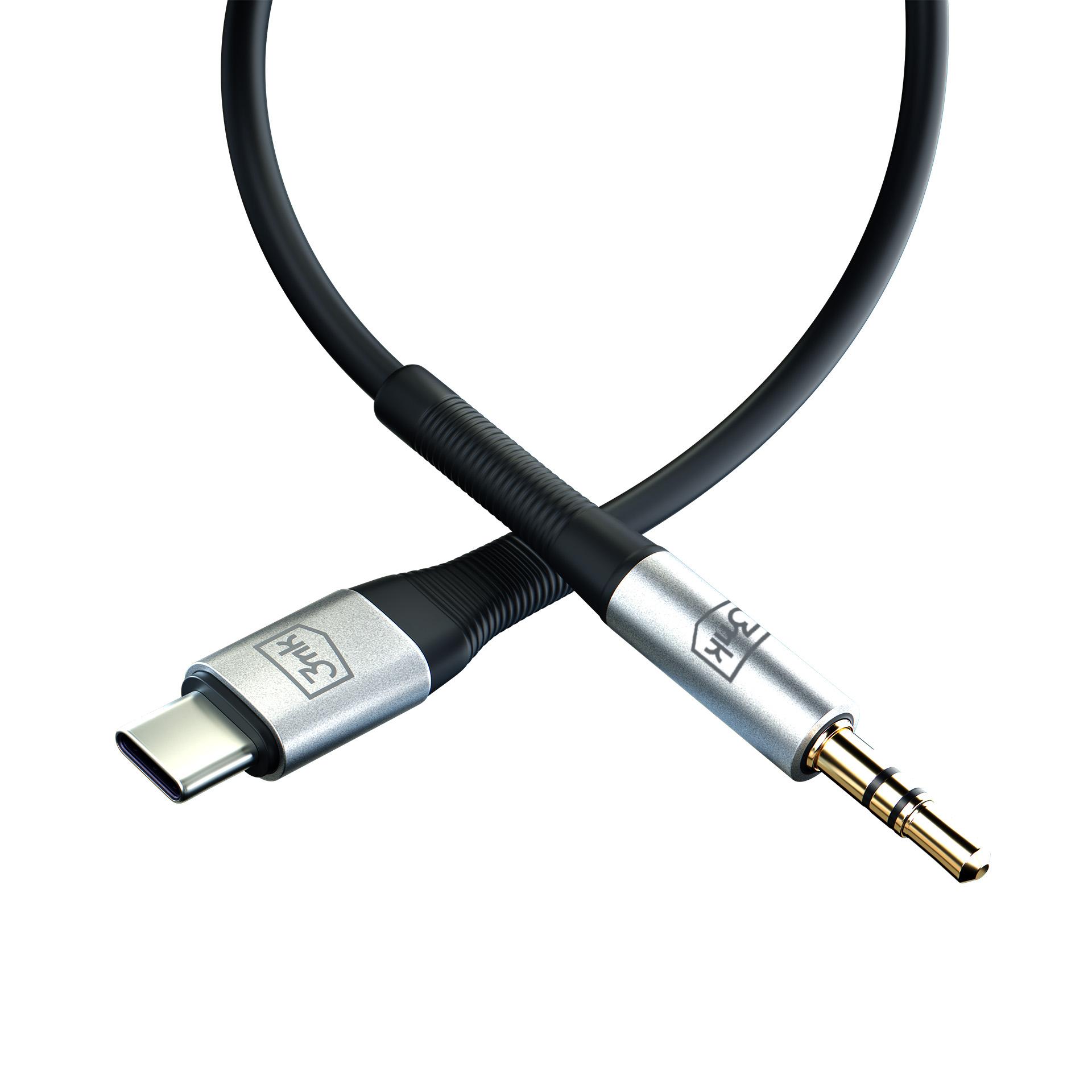 3mk Kabel AUX USB-C - Jack 3,5 mm czarny