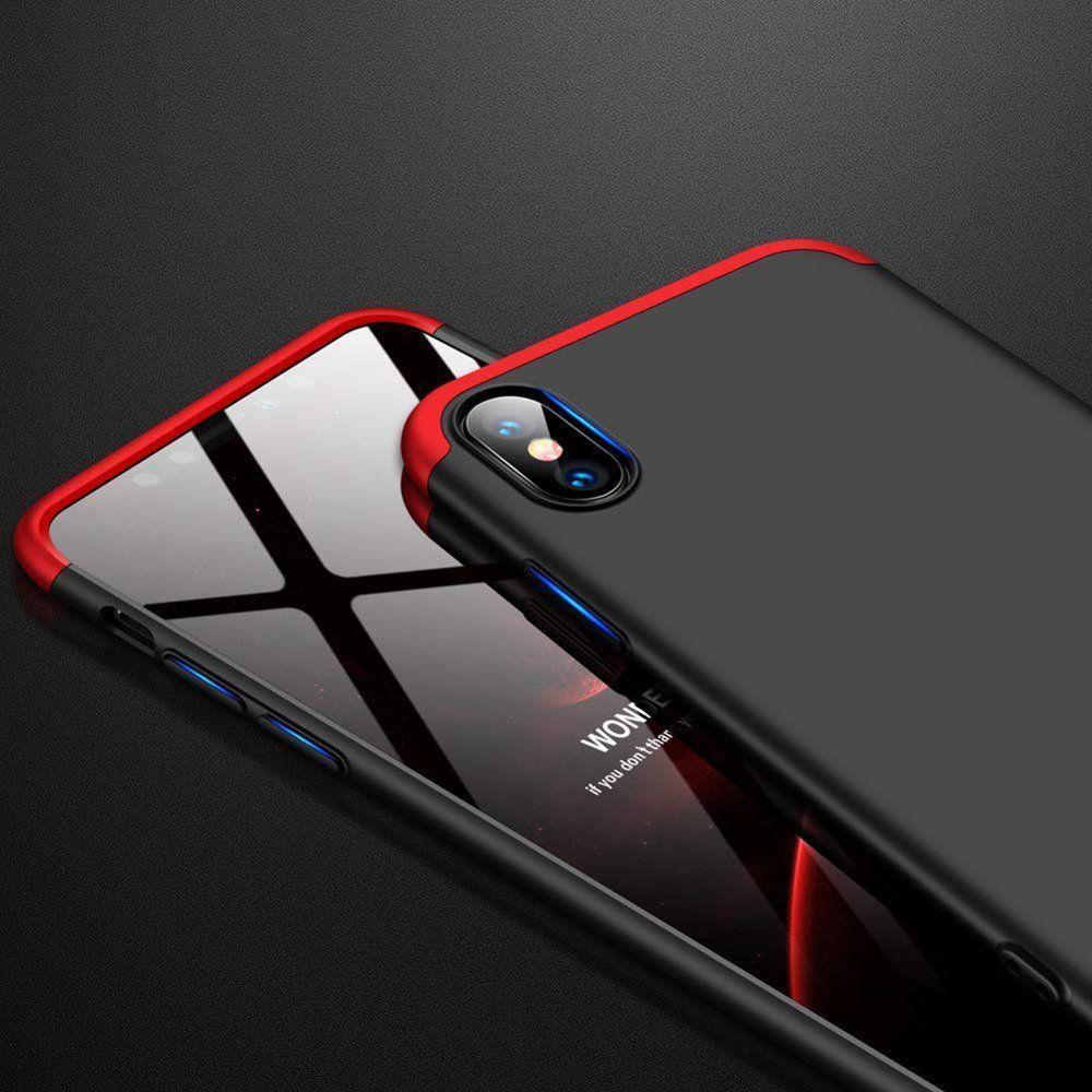 Etui 360 na całą obudowę przód + tył Apple iPhone 8 / 7 czarno-czerwony
