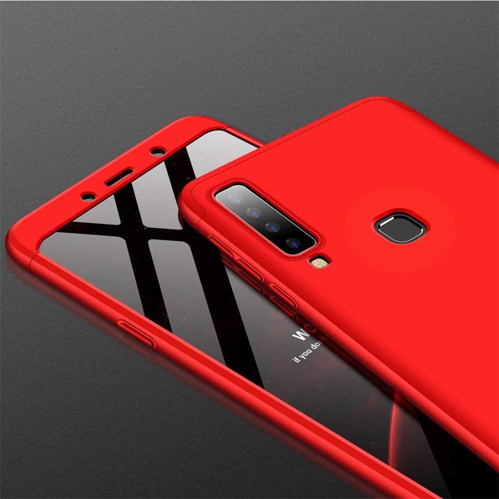 Etui 360 na całą obudowę przód + tył Samsung Galaxy A50 czerwone + szkło hartowane