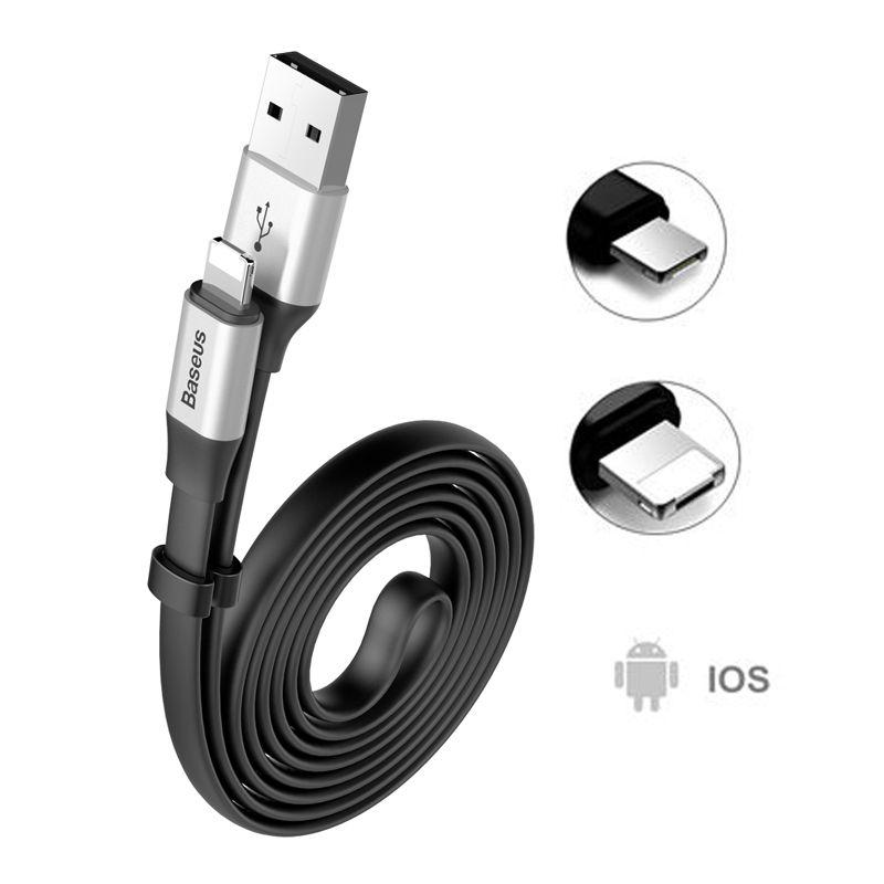 Kabel USB Baseus 2w1 (Android/iOS) 120cm srebrny CALMBJ - AOS
