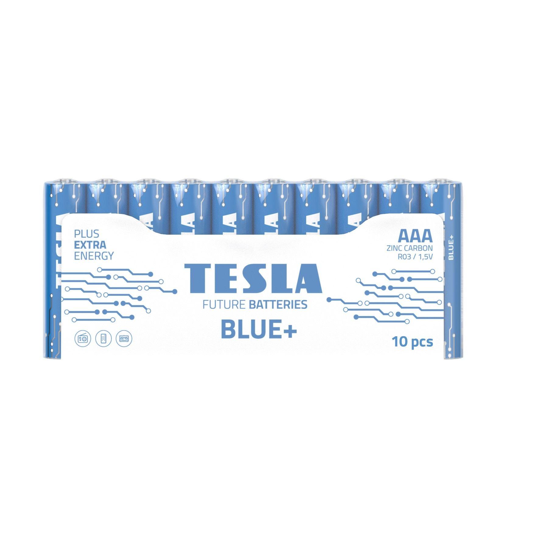 Zinc-carbon batteries TESLA AAA/R03/1,5V 10pcs BLUE+