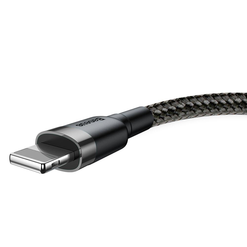 Baseus Cafule Cable Durable Nylon Braided Wire USB / Lightning QC3.0 2.4A 0,5M black-grey (CALKLF-AG1)