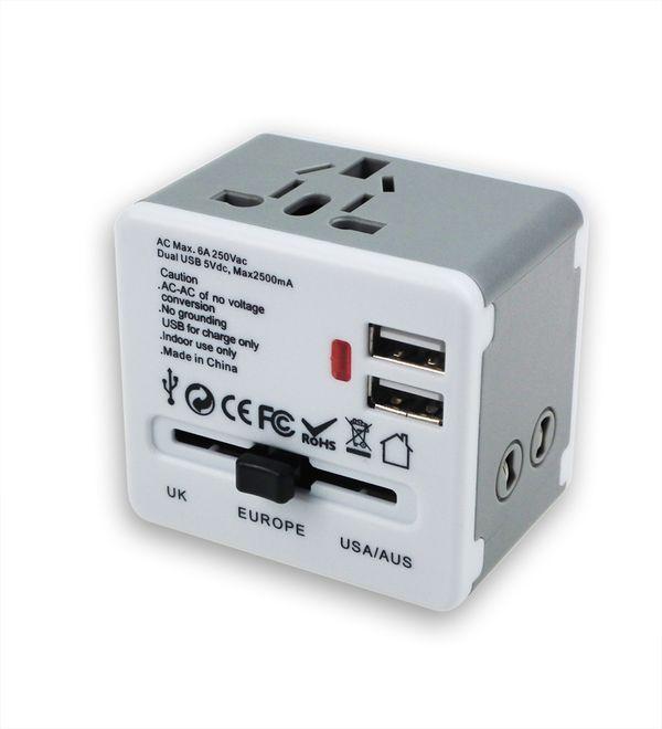 Uniwersalny adapter 2 porty USB 6A (USA, UK, EURO)