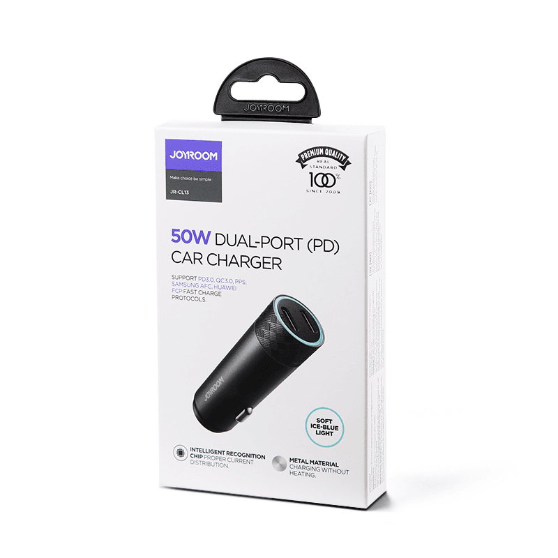 Joyroom car charger 2 x USB 50W with PD, QC, PPS gray (JR-CL13)