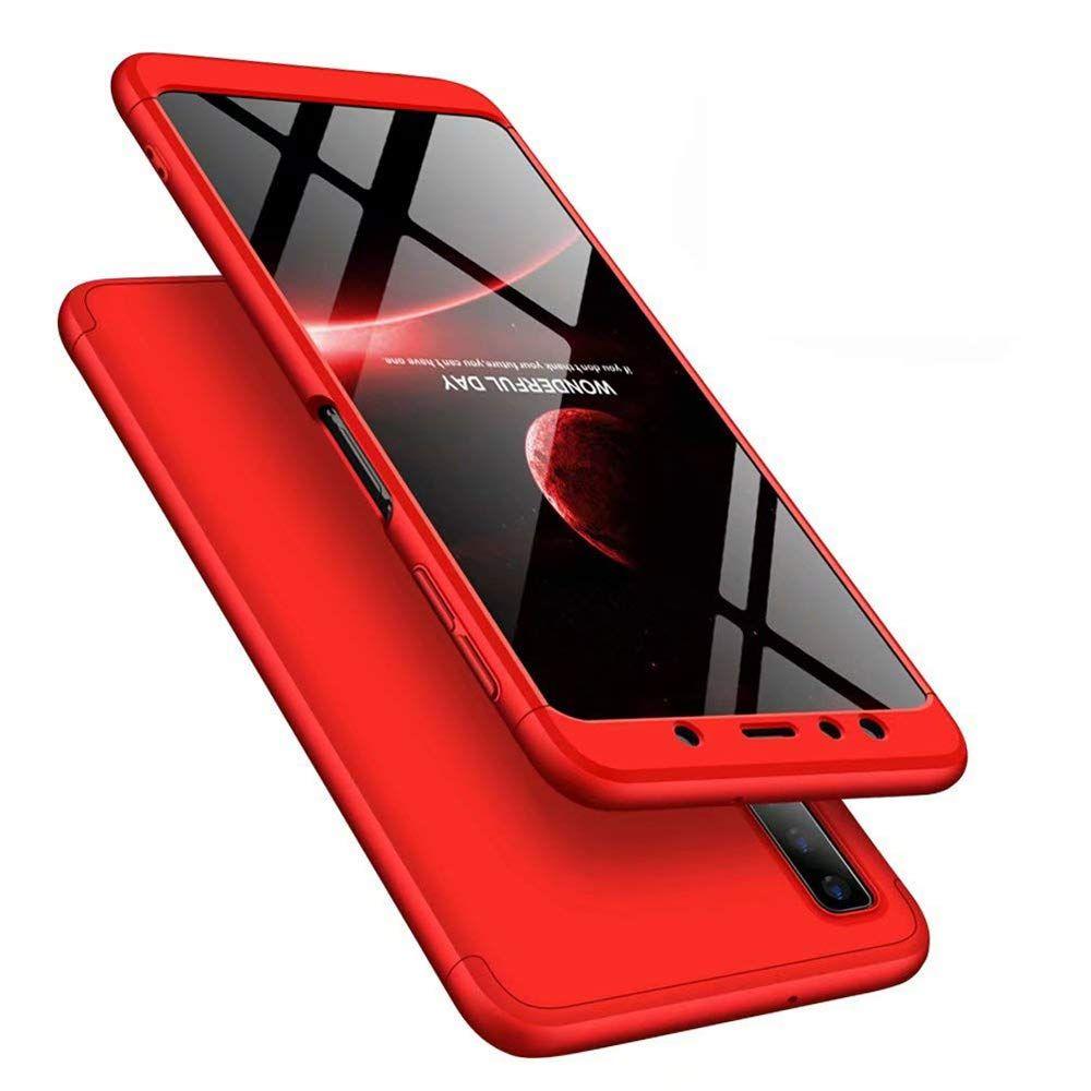 Etui 360 na całą obudowę przód + tył Samsung Galaxy A50 czerwone + szkło hartowane