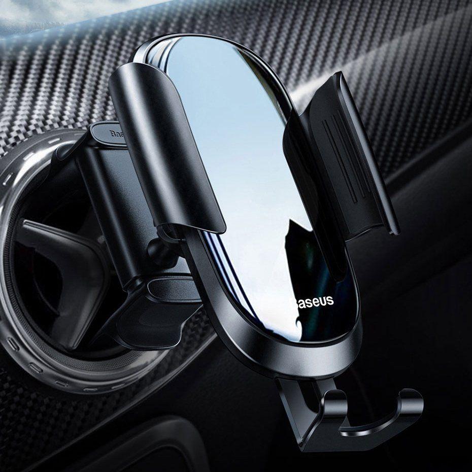 Baseus Future grawitacyjny uchwyt samochodowy na okrągłą kratkę wentylacyjną nawiew na telefon czarny (SUYL-BWL01)