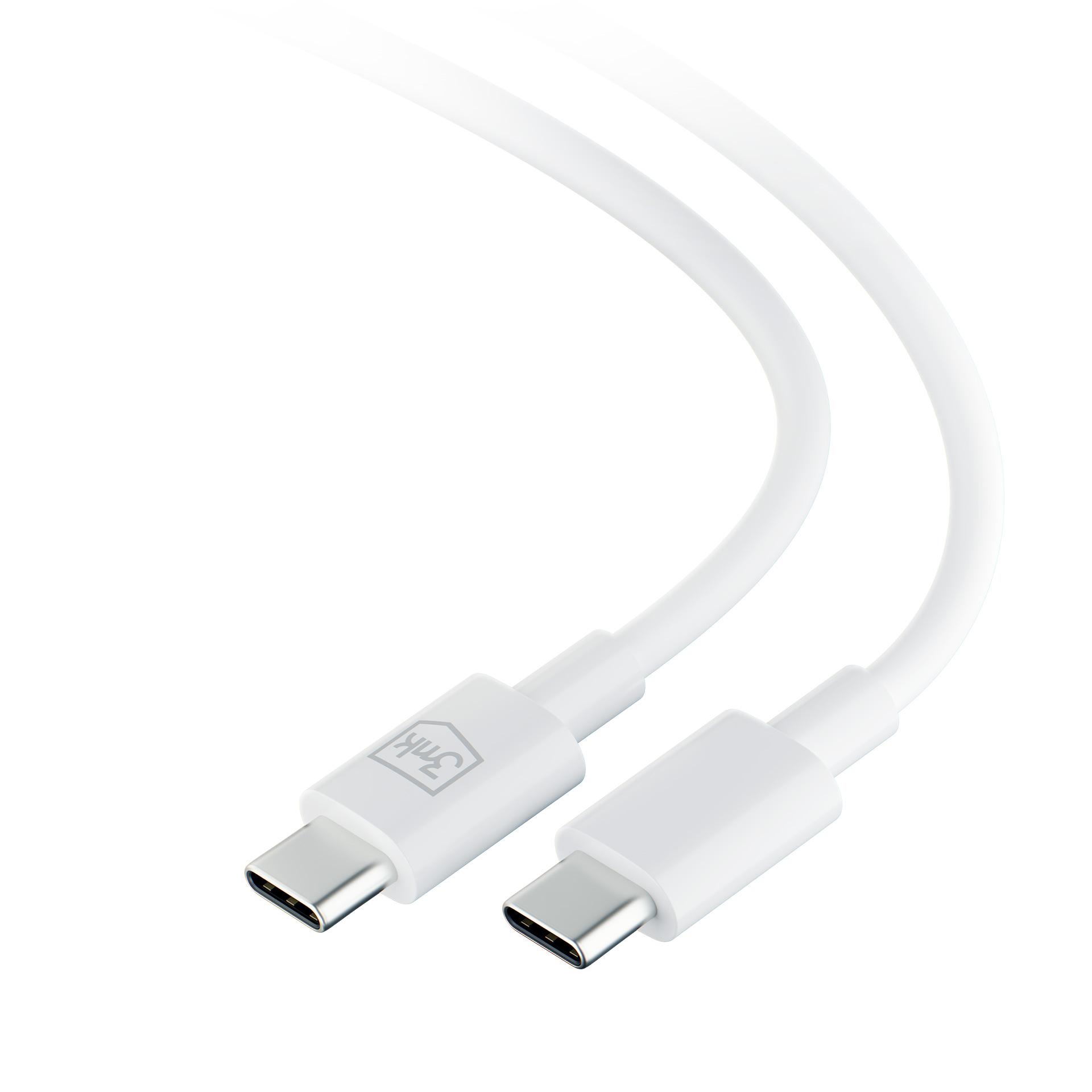 3mk Kabel Hyper Cable USB-C do USB-C 100W 1.2m biały