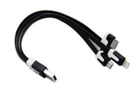 Kabel USB iPhone 3G/4G/5G/micro USB 3w1 czarny