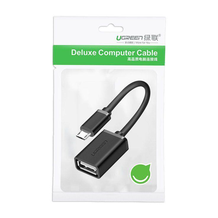 UGREEN kabel adapter przejściówka OTG USB (żeński) - micro USB (męski) 15 cm USB 2.0 480 Mbps czarny (US133 10396)