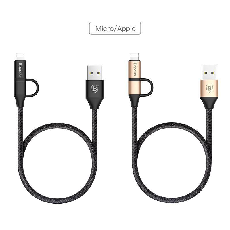 Kabel USB Baseus Yiven 2w1 (micro/iPhone) 1m złoty