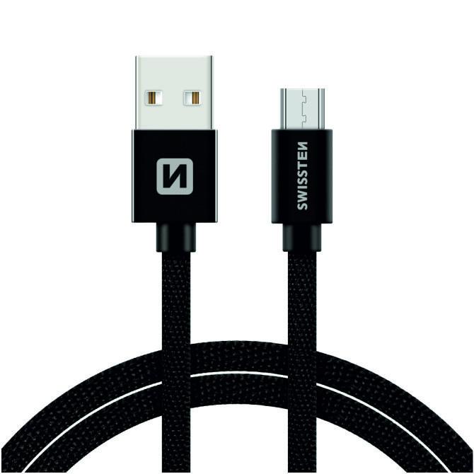 DATA CABLE SWISSTEN TEXTILE USB / MICRO USB 1.2 M BLACK