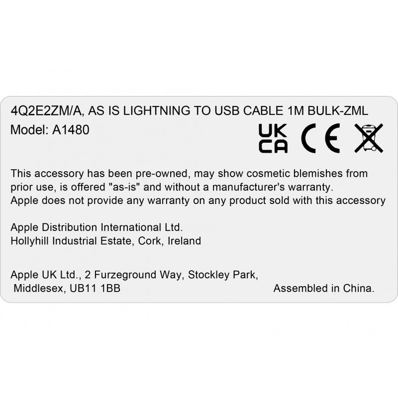 Oryginalny Kabel USB-A / Lightning Apple iPhone 4Q2E2ZM/A 18W 2A 1m biały (bulk)