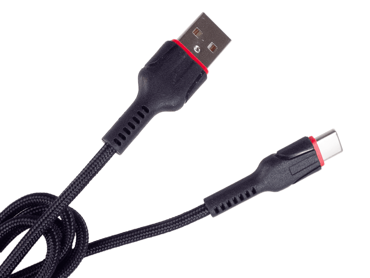 Kabel USB Typ C Belly (quick charge) czarny z splotem 1m  2.4A