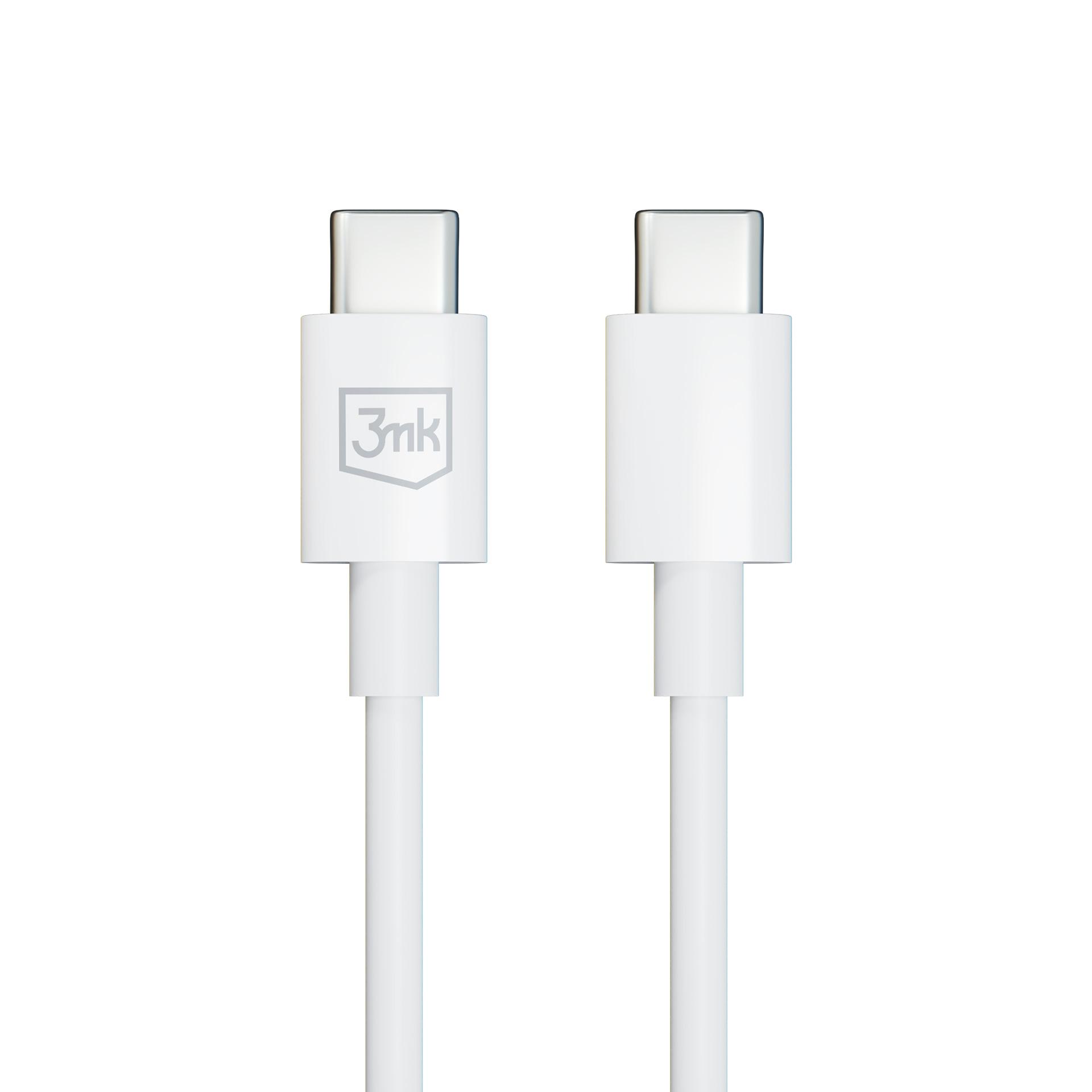 3mk Kabel Hyper Cable USB-C do USB-C 100W 1.2m biały
