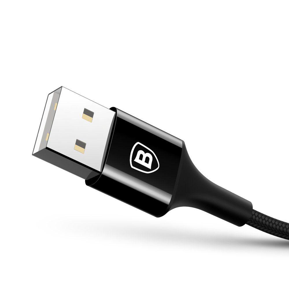 Baseus Shining Cable elegancki kabel USB / Lightning w nylonowym oplocie 2A 1M czarny (CALSY-01)