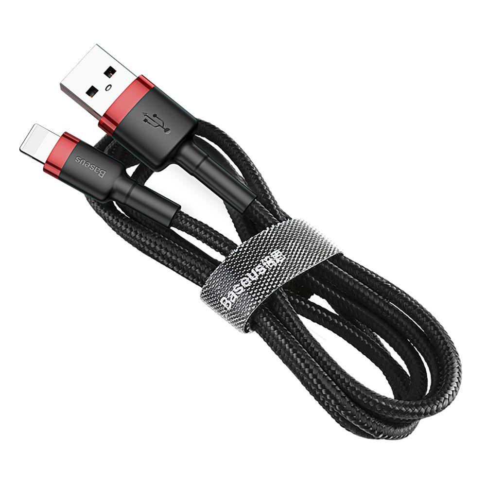 Baseus Cafule Cable Durable Nylon Braided Wire USB / Lightning QC3.0 1.5A 2M black-red (CALKLF-C19)