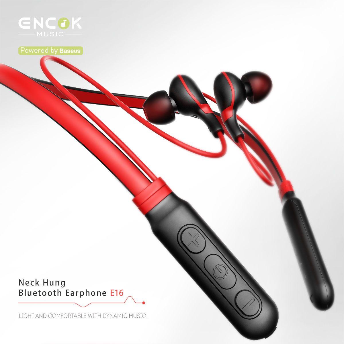 Słuchawki Baseus & Encok Bluetooth Earphone E16 czerwono-czarne