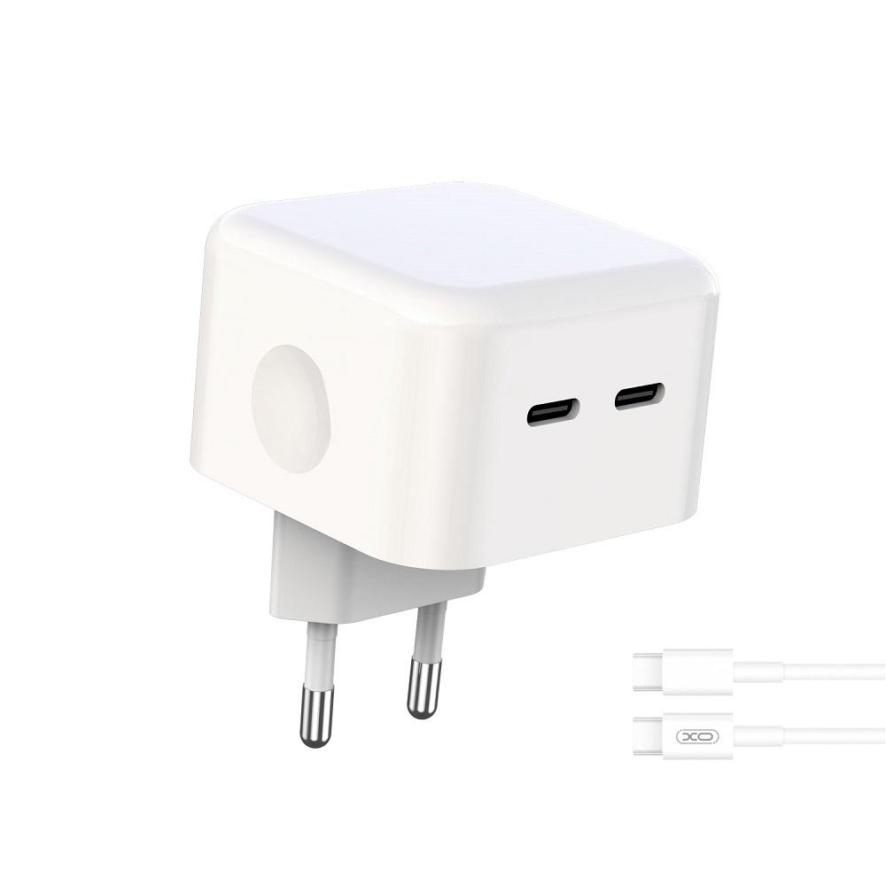 XO wall charger L102 PD 35W 2x USB-C white + USB-C - USB-C cable