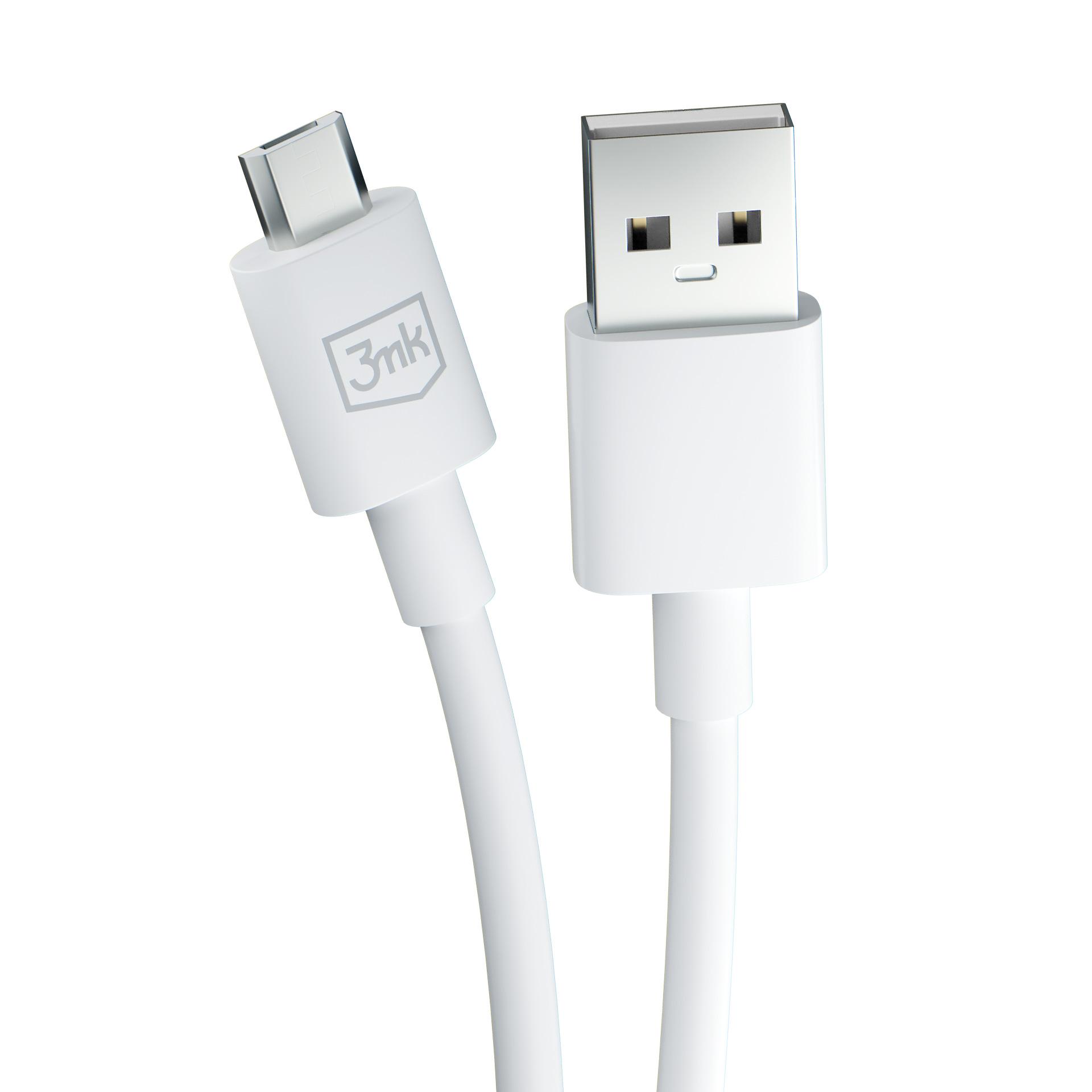 3mk Kabel Hyper Cable USB-A do MicroUSB 2,4A 1.2m biały