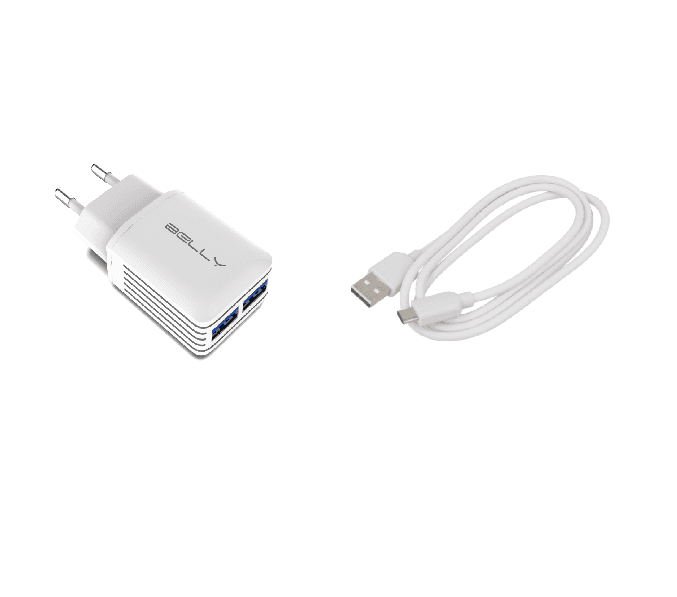 Charger adapter + cable Type - C USB Belly BL-04 2xUSB 2.4A (1 m)