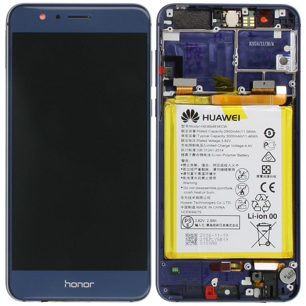 Oryginalny Wyświetlacz LCD + ekran dotykowy Huawei Honor 8 z ramką i baterią niebieski